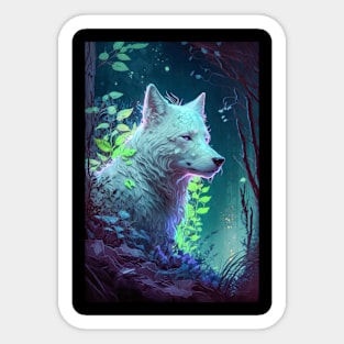 Wolf Animal Portrait Painting Wildlife Outdoors Adventure Sticker